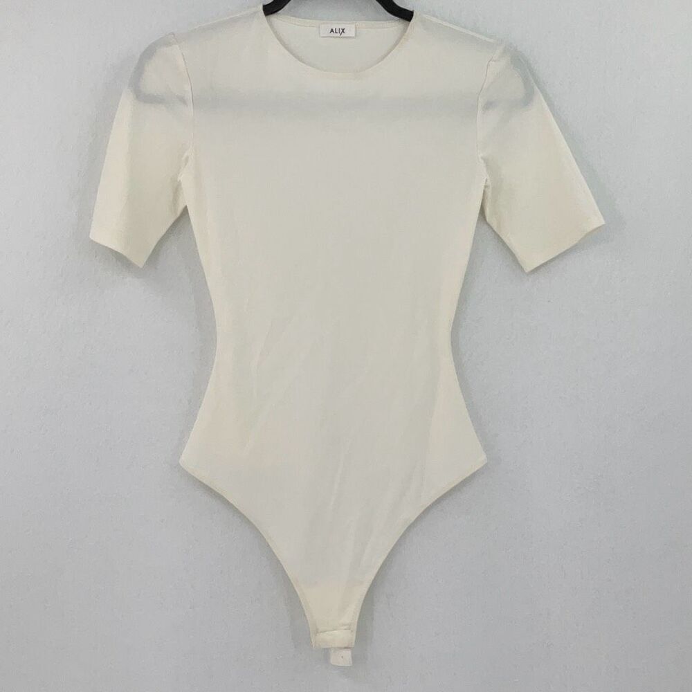 Alix Cream T Shirt Short Sleeve Jersey Bodysuit Size Small